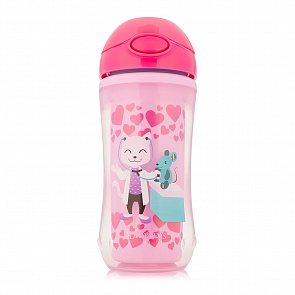 Чашка-термос 300 мл., с трубочкой, цвет – розовый (DrBrowns, TC01020)